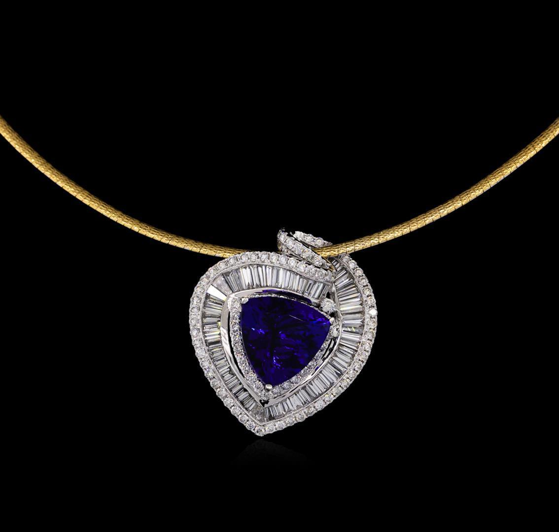 14KT Two-Tone Gold 10.88 ctw Tanzanite and Diamond Pendant With Chain