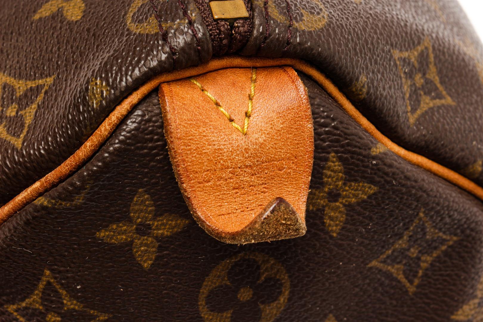 Louis Vuitton Brown Monogram Canvas Leather Speedy 35 Satchel Bag