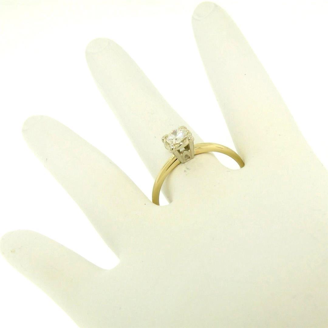 14k Two Tone Gold 0.40 ctw Illusion Prong Set Round Diamond Solitaire Band Ring