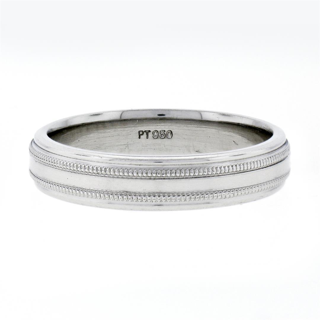 Men's Solid .950 Platinum 5mm Classic Dual Milgrain Polished Band Ring Size 11