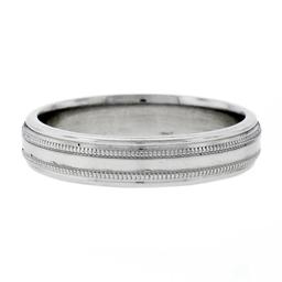 Men's Solid .950 Platinum 5mm Classic Dual Milgrain Polished Band Ring Size 11