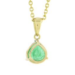 NEW 18k Gold 2.14 ctw GIA Wide Pear Teardrop Emerald Solitaire Pendant & 14k Cha