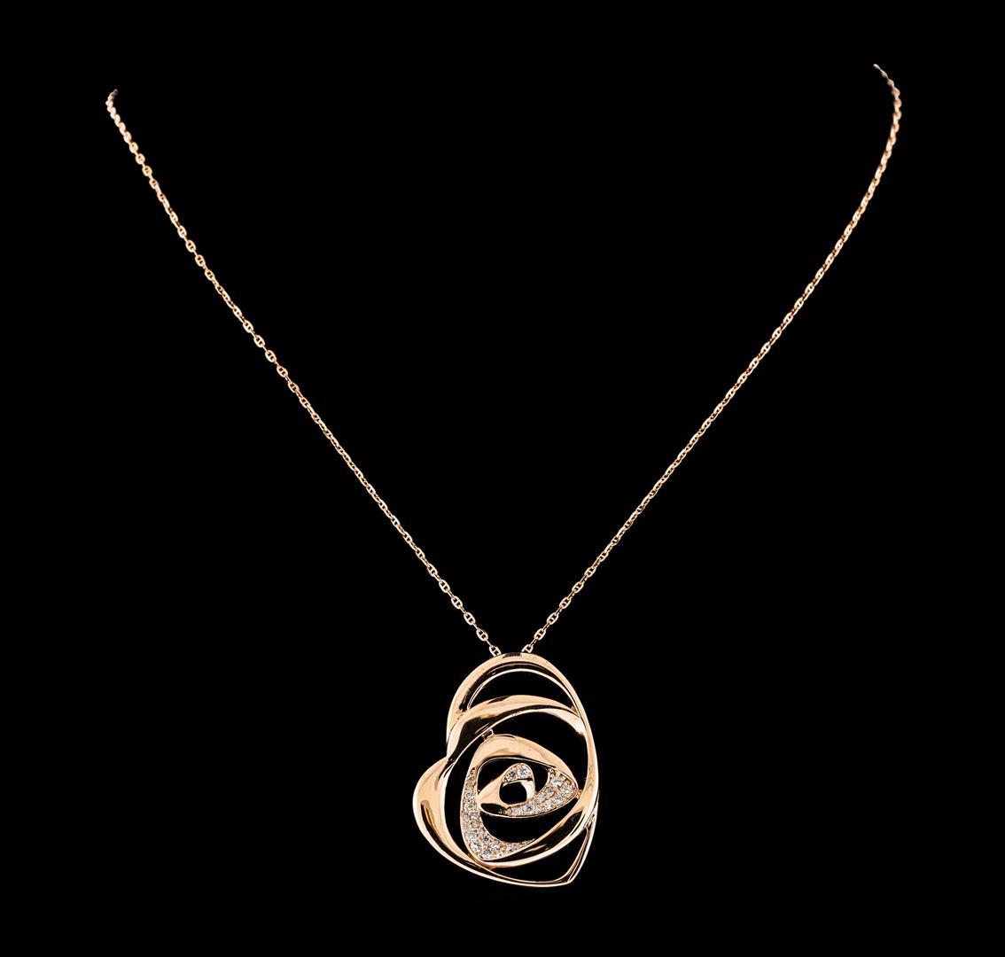 0.50 ctw Diamond Pendant With Chain - 14KT Rose Gold