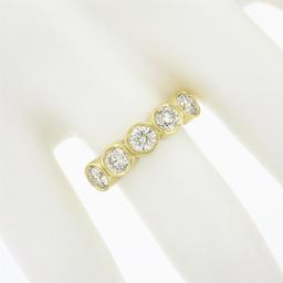 NEW Custom Made 18K Yellow Gold 1.21 ctw Bezel Diamond 5 Stone Wedding Band Ring