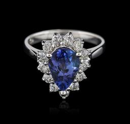 14KT White Gold 1.66 ctw Tanzanite and Diamond Ring