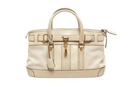 Gucci White Leather Lock Shoulder Bag