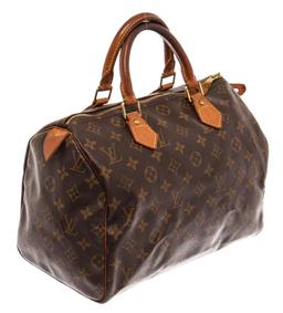 Louis Vuitton Brown Monogram Canvas Leather Speedy 30 Satchel Bag