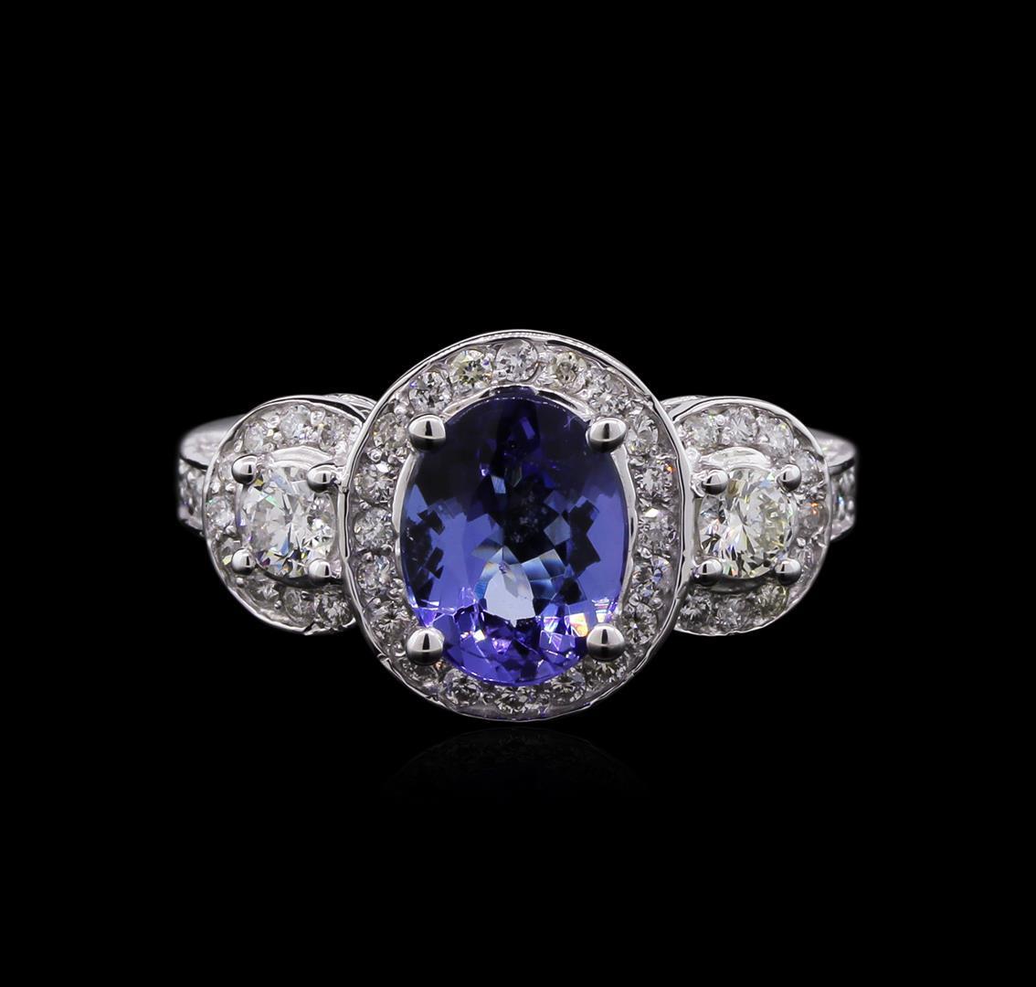 1.75 ctw Tanzanite and Diamond Ring - 14KT White Gold