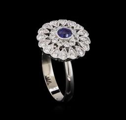 0.44 ctw Blue Sapphire and Diamond Ring - 14KT White Gold