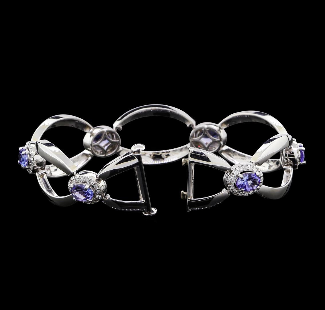 4.60 ctw Tanzanite and Diamond Bracelet - 14KT White Gold