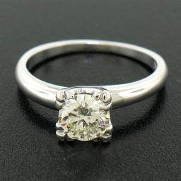 Vintage 14k White Gold 0.83 ctw I VVS2 Round Brilliant Cut Diamond Solitaire Rin