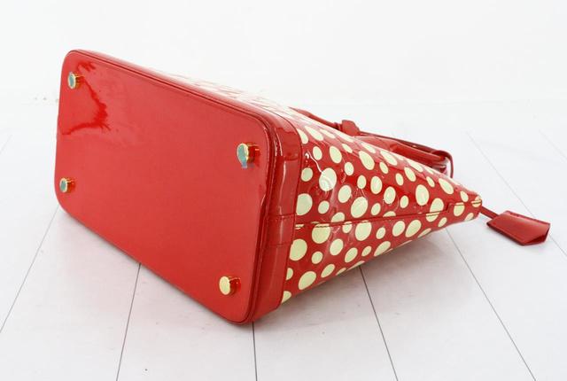 Louis Vuitton Red Vernis Dot Leather Yayoi Kusama Lockit Vertical MM Satchel Bag