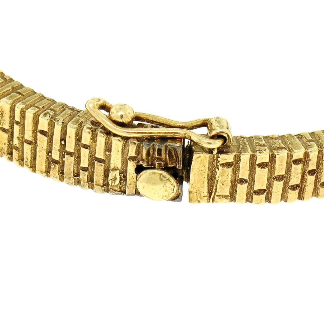 Vintage 14K Yellow Gold 3.75 ctw Amethyst & Opal Textured Open Bangle Bracelet