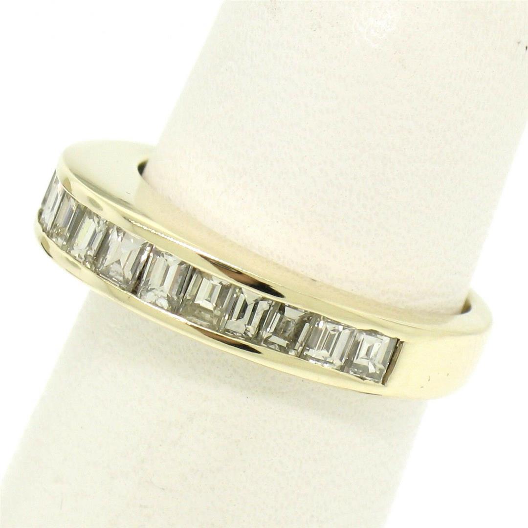 14k Yellow Gold 1.00 ctw Baguette Diamond Channel Domed Wedding Band Ring