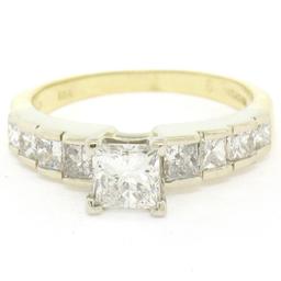 18K TT Gold 2.21 ctw EGL Cert. Princess Cut Diamond Engagement & Wedding Ring Se