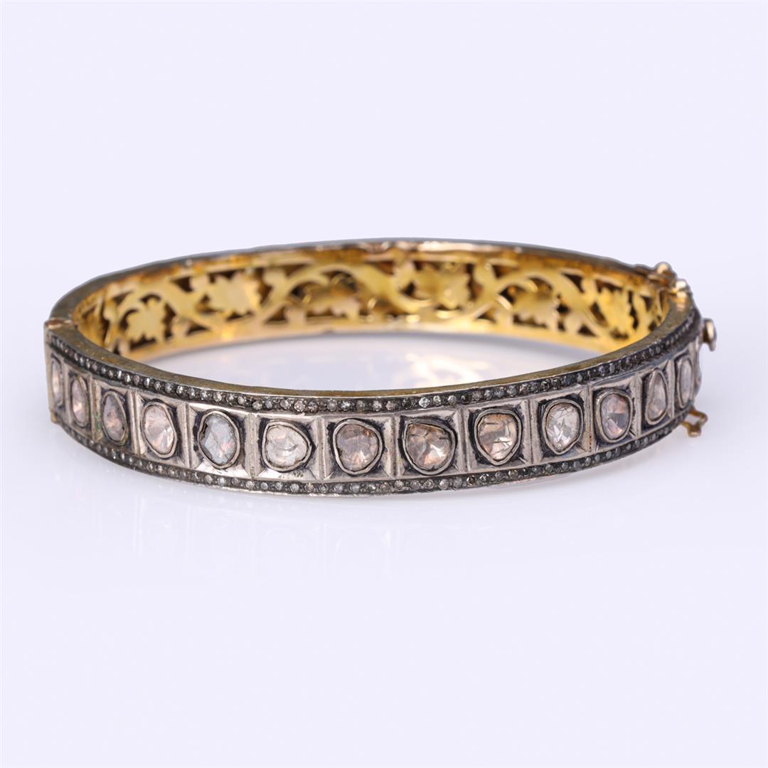 Vintage Indian Gold Topped Silver & Diamond Bangle