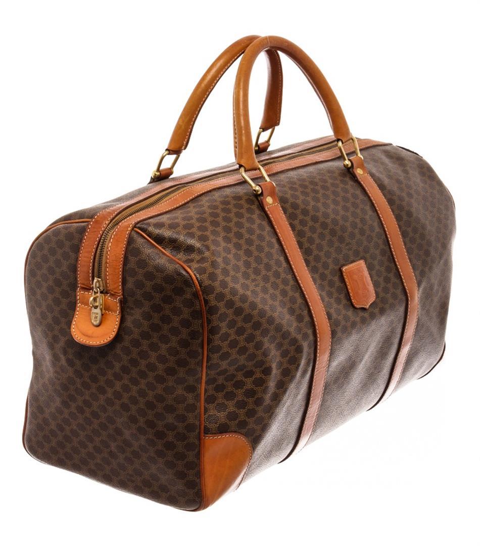 Celine Brown Leather Macadam Duffle Bag