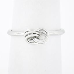 Petite 18K White Gold Simple Polished Interlocking Triple Wire Open Knot Ring