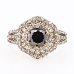 1.57 ctw Black CENTER Diamond 18K White Gold Ring (2.70 ctw Diamonds)