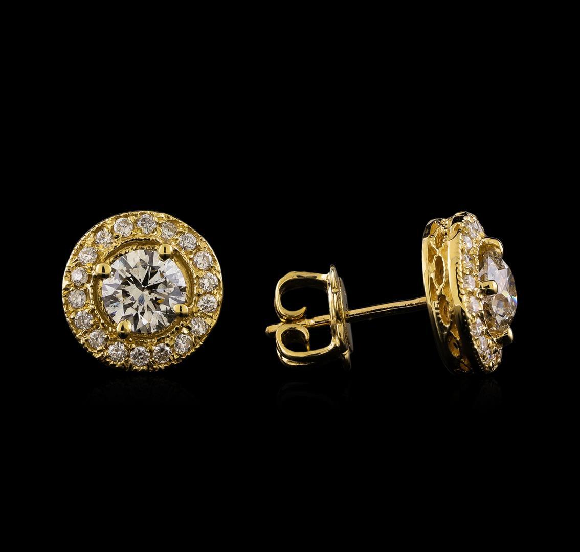 1.38 ctw Diamond Earrings - 14KT Yellow Gold