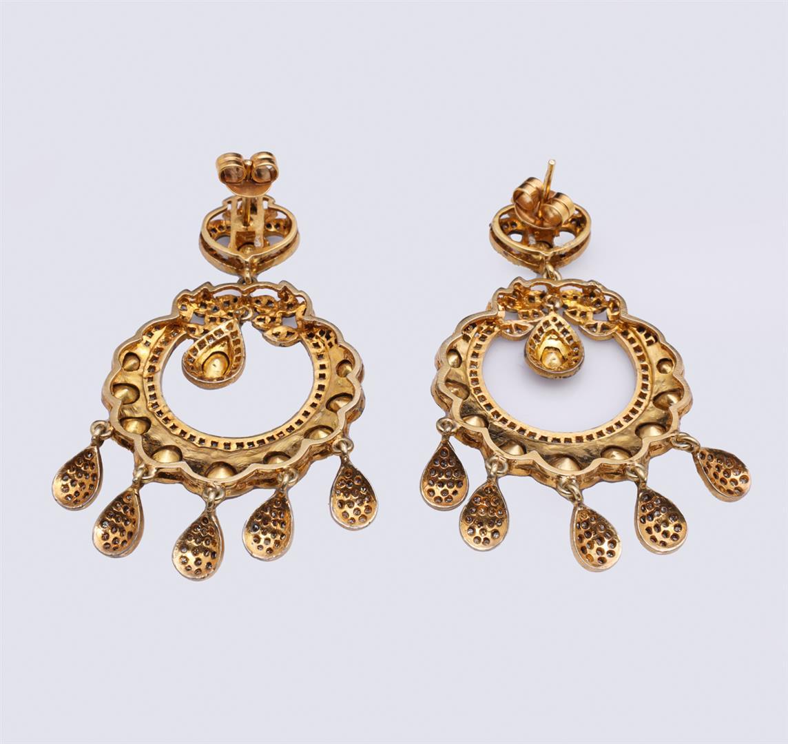 Pair of Mogul Style Silver Topped Gold & Polki Diamond Earrings