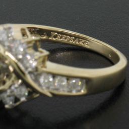 14k Yellow Gold 1.00 ctw Keepsake Channel Round Diamond Cocktail Engagement Ring