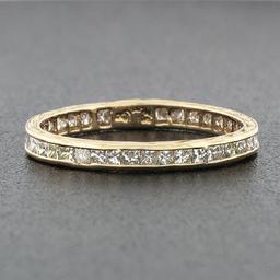 Vintage 18k Gold 0.85 ctw Channel Princess Cut Diamond Eternity Wedding Band Rin