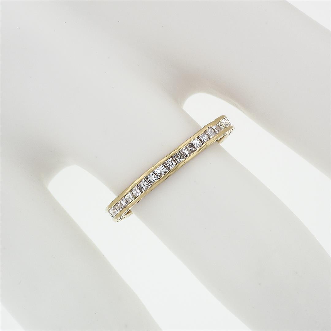 Vintage 18k Gold 0.85 ctw Channel Princess Cut Diamond Eternity Wedding Band Rin