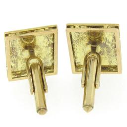 Vintage Men's 14k Yellow Gold EGL Deep Green Jadeite Jade Rectangular Cufflinks