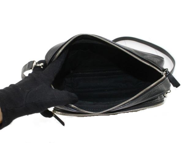 Balenciaga Black Leather Logo-Print Messenger Shoulder Bag