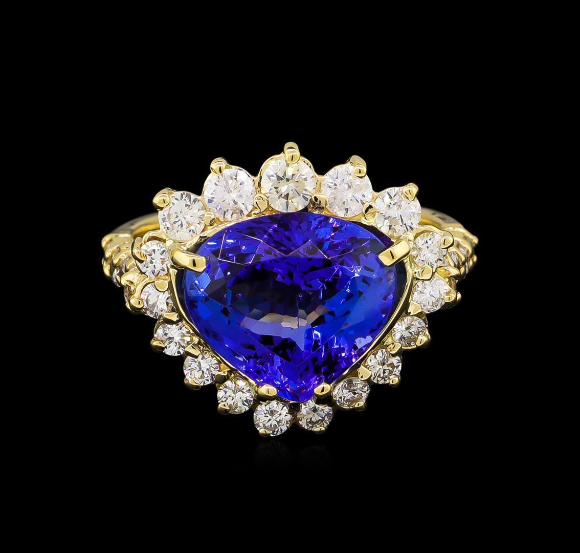 5.39 ctw Tanzanite and Diamond Ring - 14KT Yellow Gold