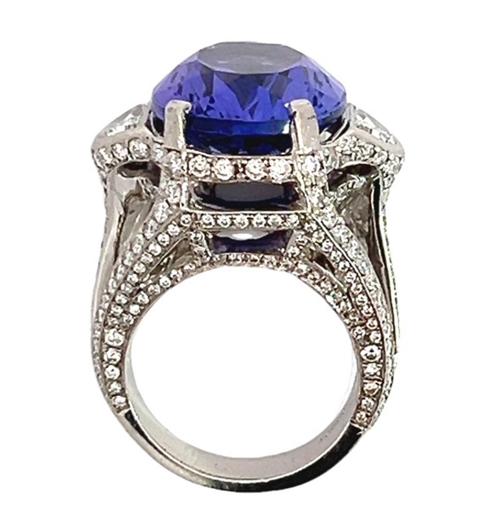 16.38 ctw Tanzanite and 3.30 ctw Diamond Ring - Platinum