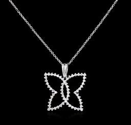 0.60 ctw Diamond Pendant With Chain - 14KT White Gold