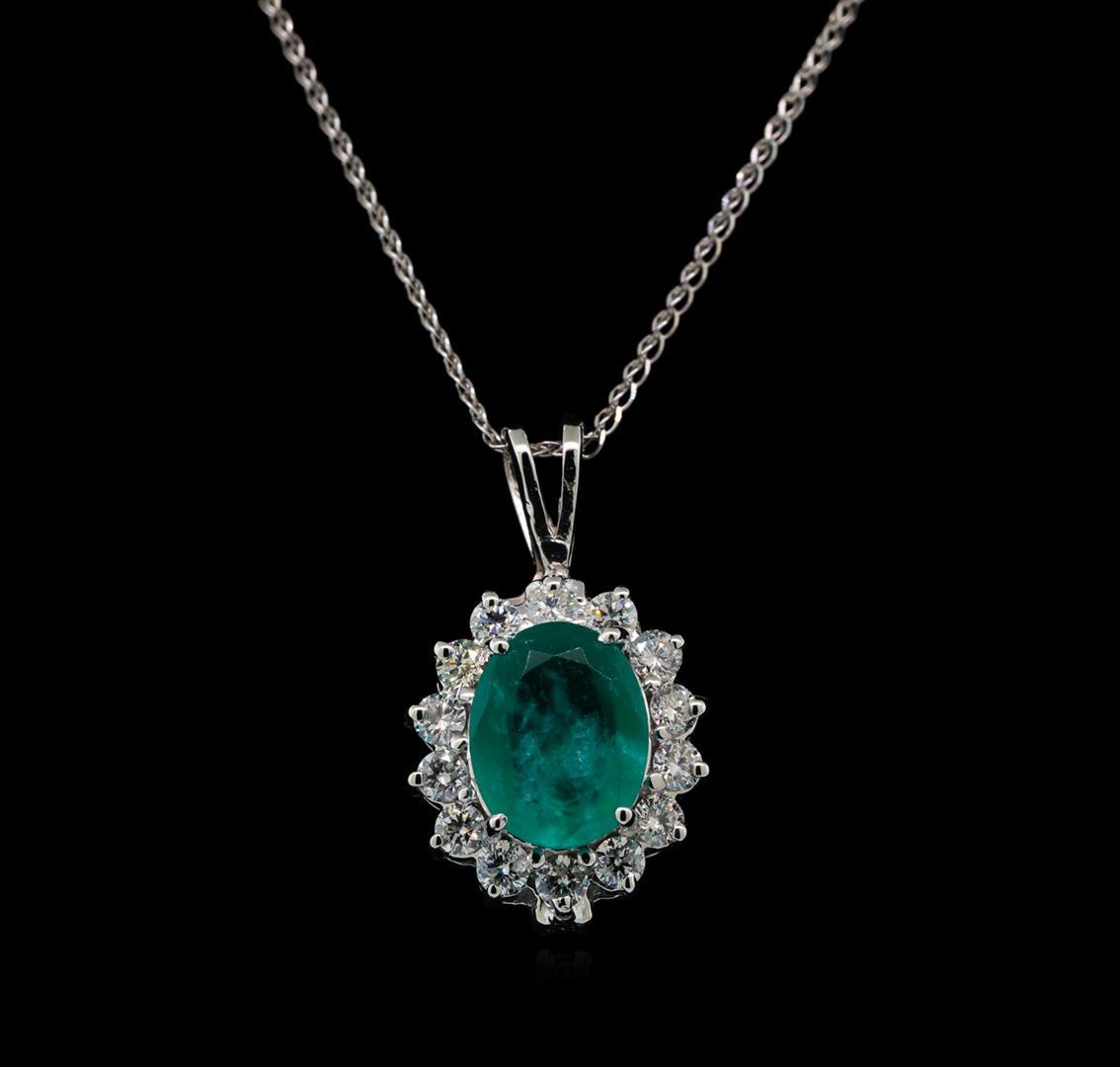 14KT White Gold 2.95 ctw Chrysoprase and Diamond Pendant With Chain