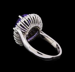 14KT White Gold 4.25 ctw Tanzanite and Diamond Ring