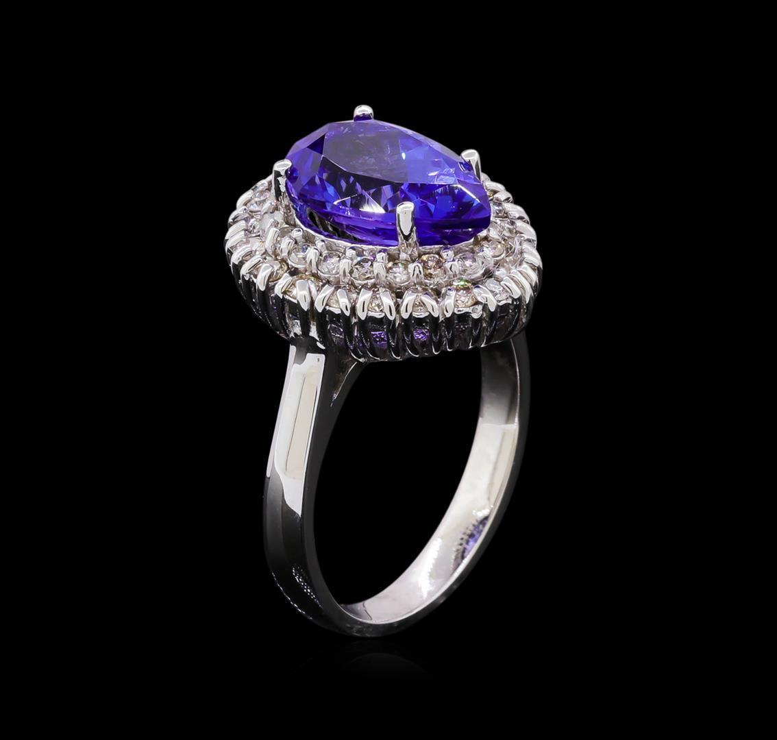 14KT White Gold 4.25 ctw Tanzanite and Diamond Ring