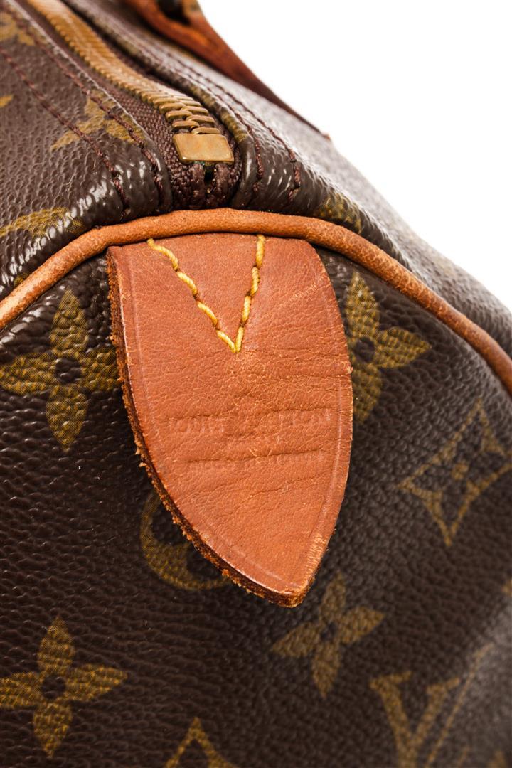 Louis Vuitton Brown Monogram Canvas Leather Speedy 30 Satchel Bag