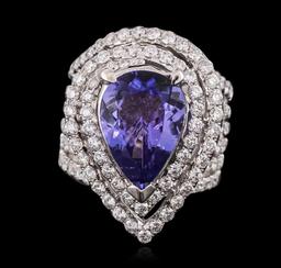 18KT White Gold 6.53 ctw Tanzanite and Diamond Ring