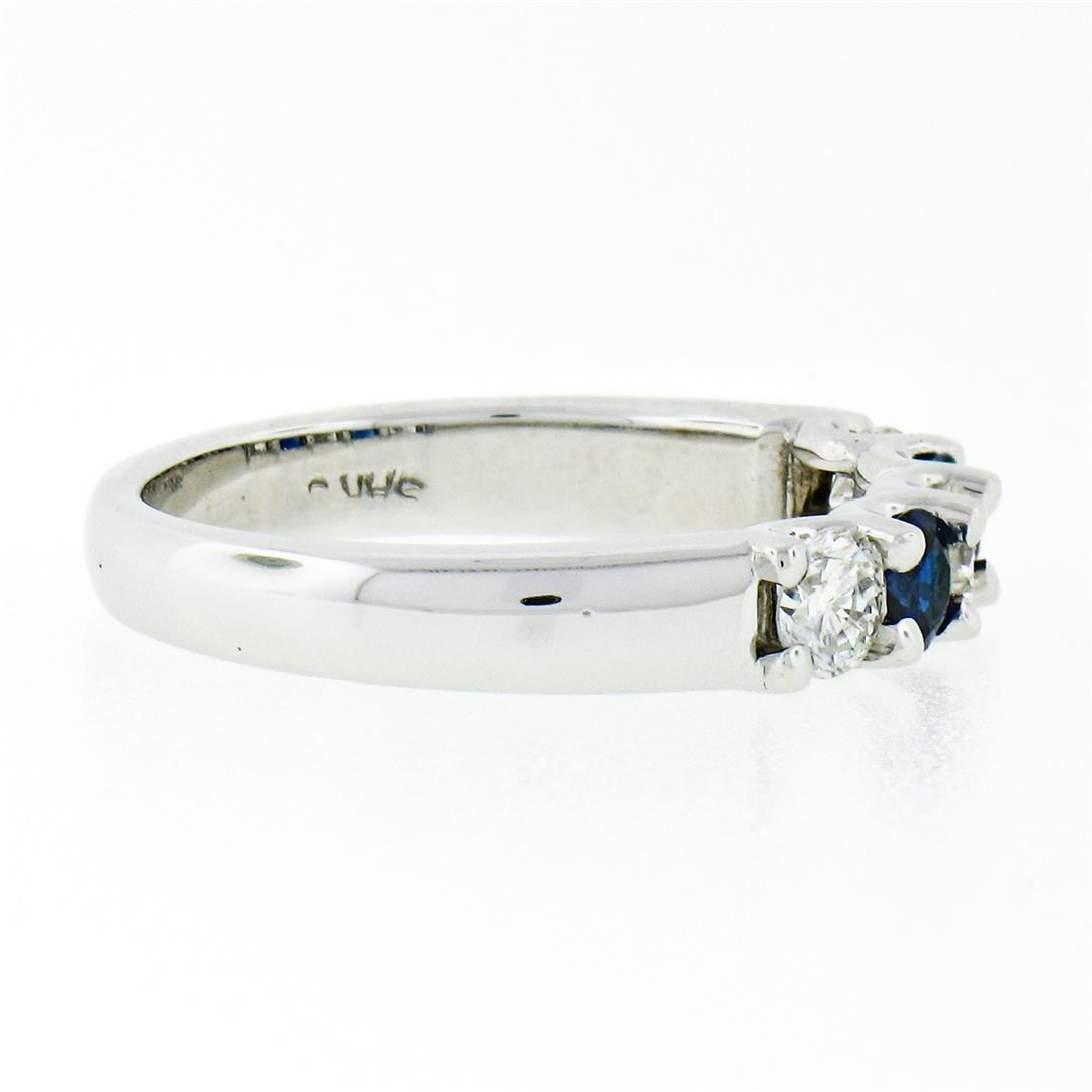 New 14K Gold .89 ctw Round Brilliant Diamond Sapphire U Setting Wedding Band Rin