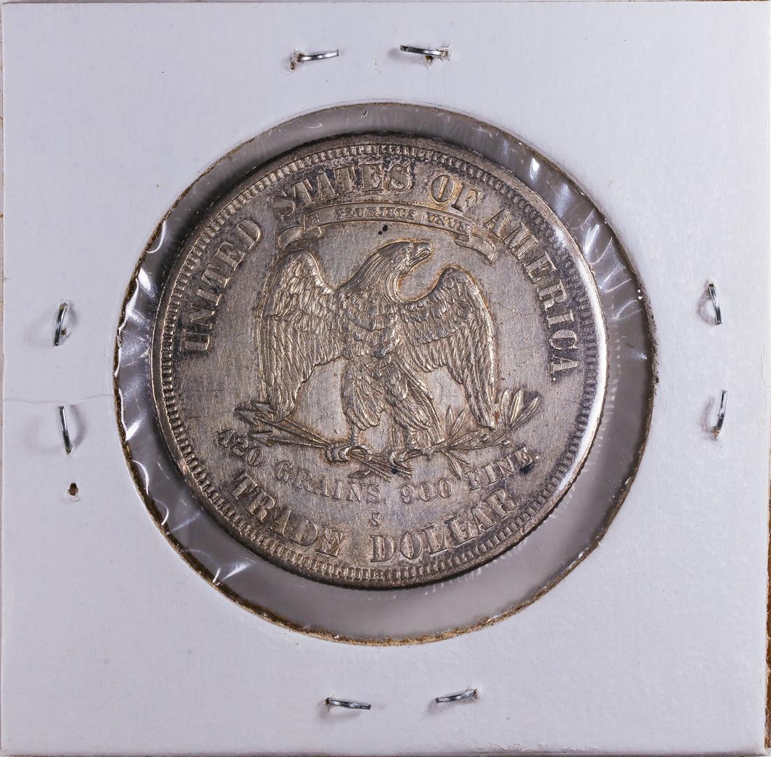 1877-S $1 Trade Silver Dollar Coin AU