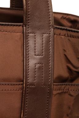 Hermes Brown Nylon and Leather Acapulco Tote Bag