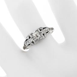 Art Deco Platinum 0.50 ctw Old European Diamond Engagement Ring