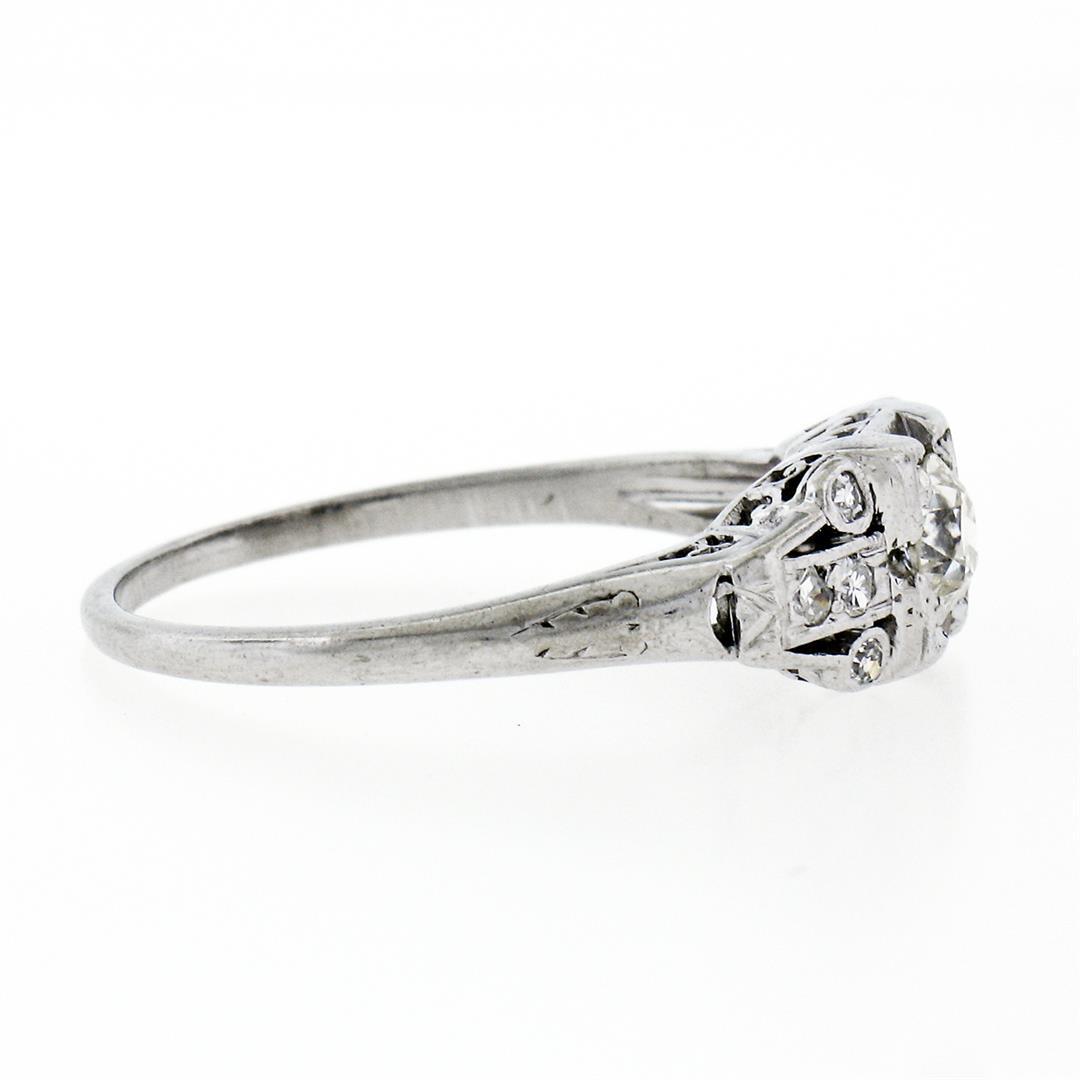 Art Deco Platinum 0.50 ctw Old European Diamond Engagement Ring