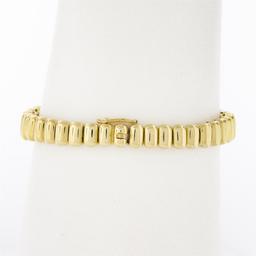 Vintage 18K TT Gold 1.50 ctw Pave Diamond & Polished Graduated Oval Link Bracele