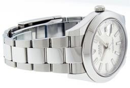 Rolex Mens Datejust 2 White Index Smooth Bezel Datejust 41MM