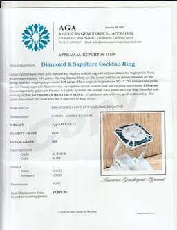 0.81 ctw Diamond and 1.43 ctw Blue Sapphire 18K White Gold Ring (0.96 ctw Diamon