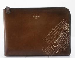 Berluti Brown Venetian Leather Calligraphy Nino GM Document Case