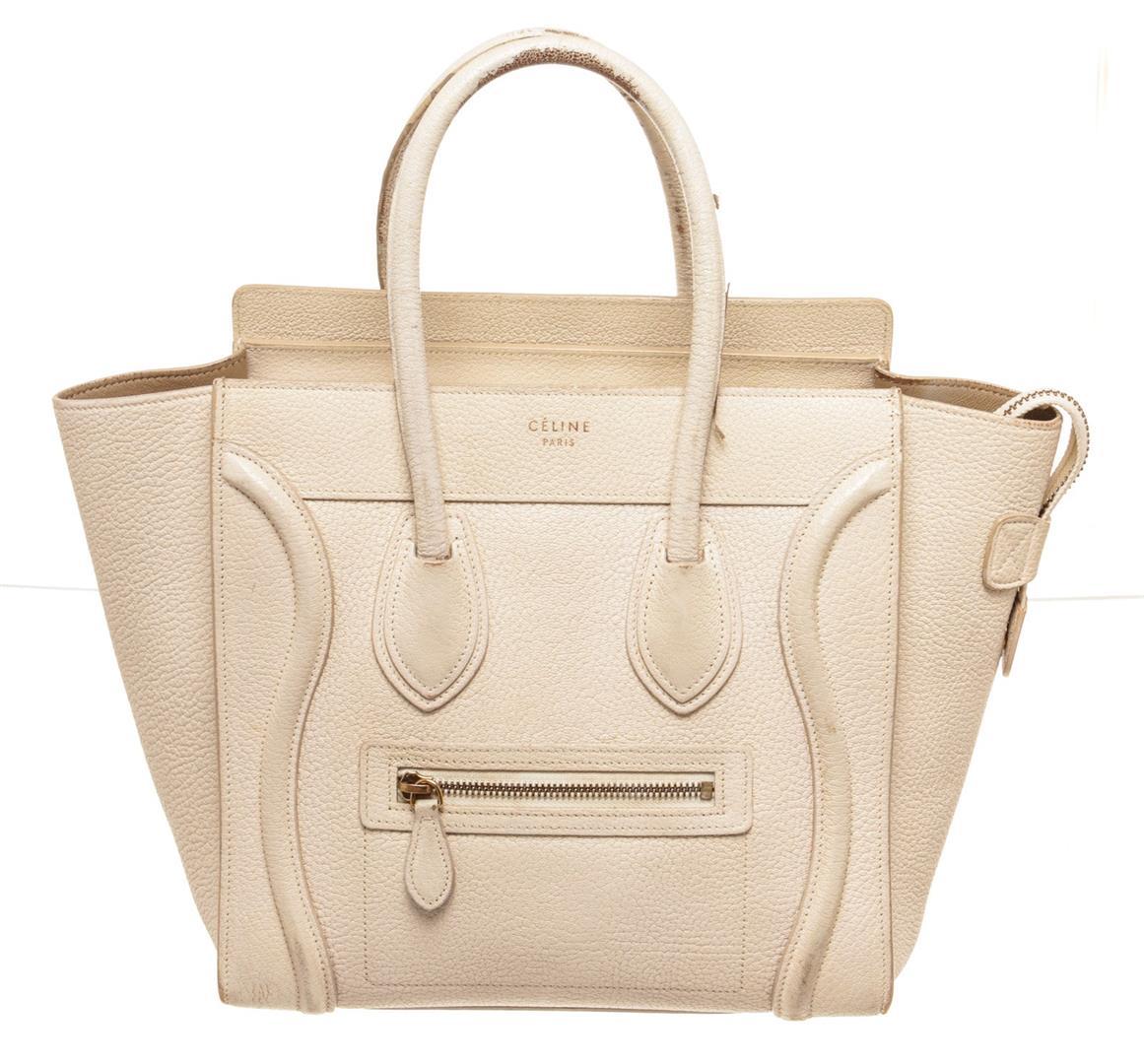 Celine Cream Leather Mini Luggage Tote Bag