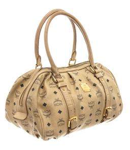 MCM Beige Visetos Leather Shoulder Bag