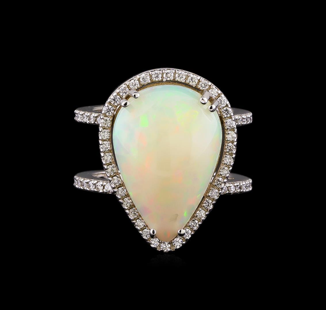 9.70 ctw Opal and Diamond Ring - 14KT White Gold